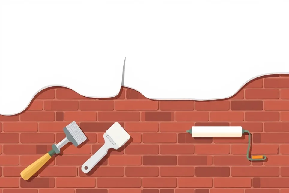 Outils de peinture disposés dans l'ordre des étapes du chantier